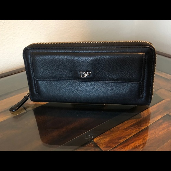 Diane Von Furstenberg Bags Dvf Black Leather Zip Around Wallet